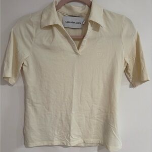 Calvin Klein Jeans Cream Short Sleeve Polo Shirt